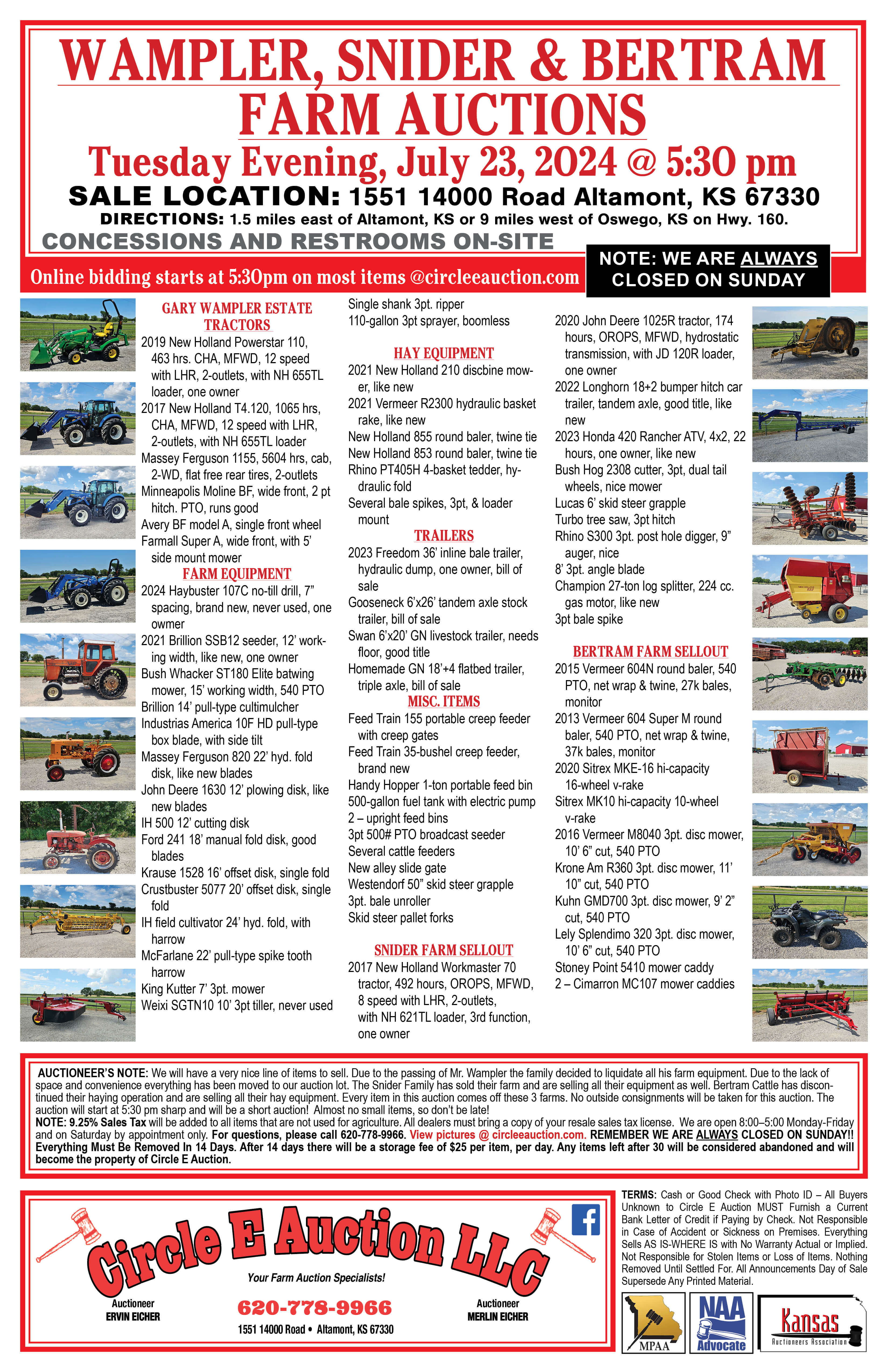 Auctions Circle E Auction LLC Altamont, KS Your trusted